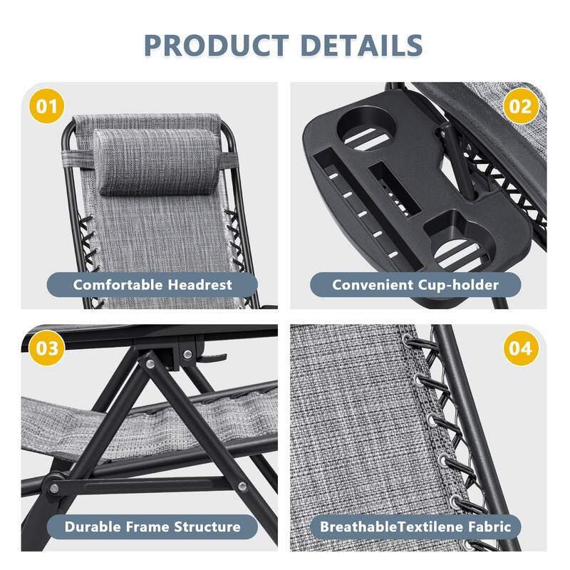 Homall Patio Zero Gravity Chair Lawn Lounge Chair with Pillow Set of 2