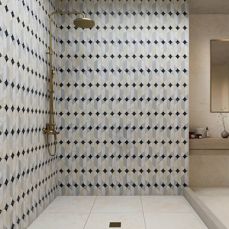 Merola Tile Reve Ovales Deco 23-1/2" x 47-1/8" Porcelain Floor and Wall Tile