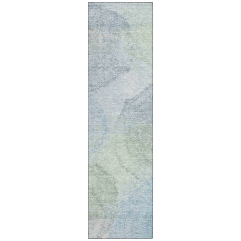 Machine Washable Indoor/ Outdoor Abstract Muted Chantille Rug