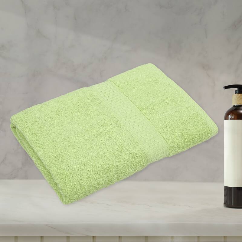 1 Pcs Cotton Bath Towel, Plain Soft Absorbent Cotton Bath Towel, Classic Design, 27.56" x 55.12" - Green