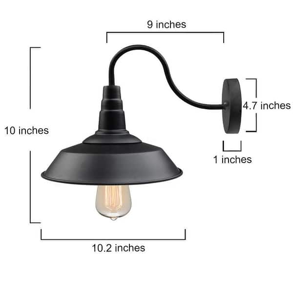 Modern Industrial 1-Light Black Metal Barn Wall Sconce Light