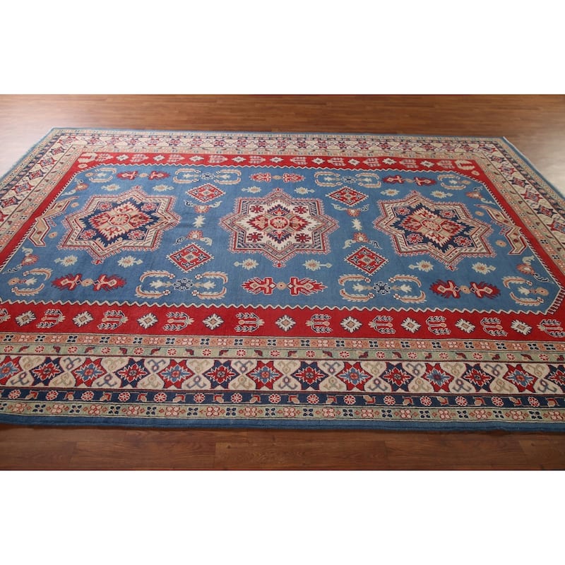 Blue Kazak Oriental Area Rug Wool Carpet - 8'2" x 11'9"