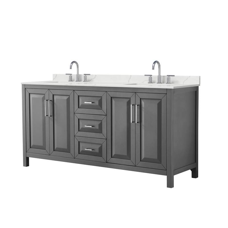 Wyndham Collection WCV252572D-QTZ-US3MXX Daria 72" Free Standing - Dark Gray / Giotto Quartz Top / Polished Chrome