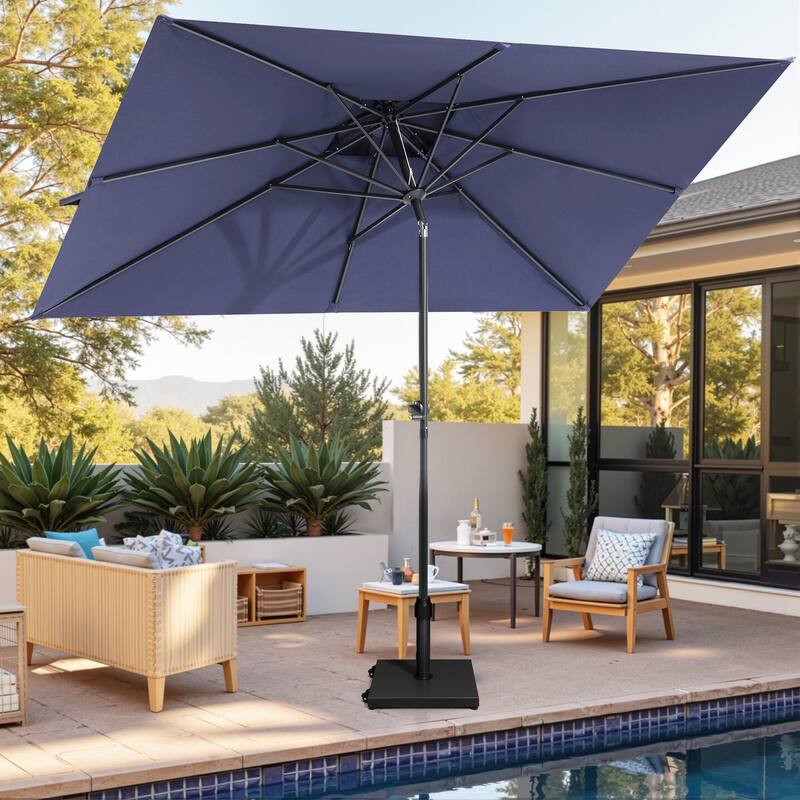 Pellebant Outdoor 9 x 5 FT Patio Market Umbrella Rectangular with Wheels Base