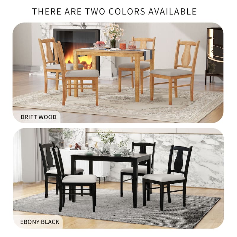 5Piece Kitchen Dining Table Set, Wooden Rectangular Dining Table and 4