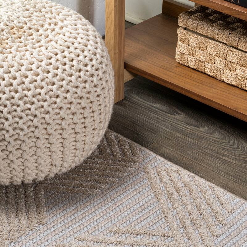 JONATHAN Y Sumak High-Low Pile Art Deco Geometric Indoor/Outdoor Area Rug