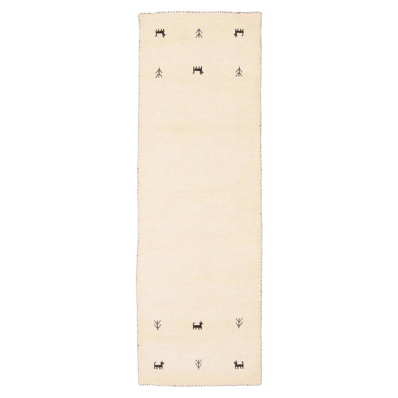 Kashkuli Gabbeh Cream Rug 1'11" x 5'10" - 1'11 x 5'10 - Cream - 1'11 x 5'10