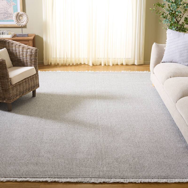 SAFAVIEH Lotus Monna Rustic Stripe Rug - 9' x 12' - Light Grey/Ivory