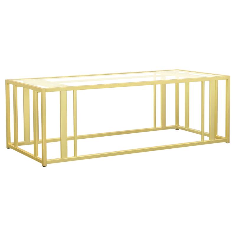 Adri Rectangular Glass Top Metal Frame Coffee Table - Rectangular Coffee Table - Matte Brass
