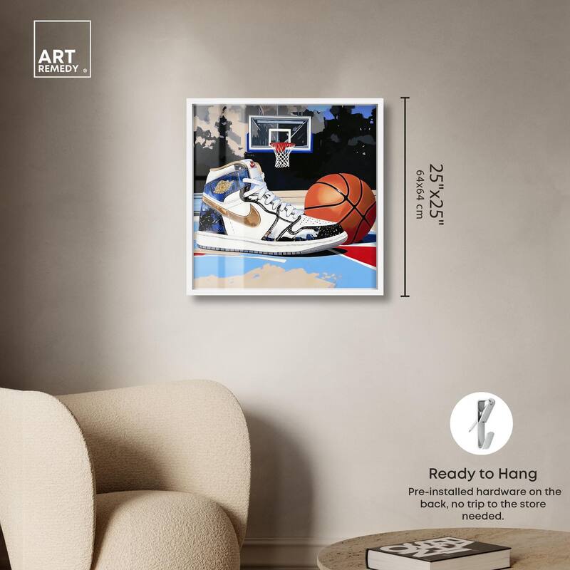 Basketball Court Blues Shadowbox by Art Remedy