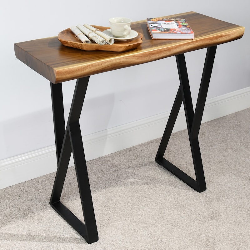 Natural Wood Rectangle Coffee Console Table