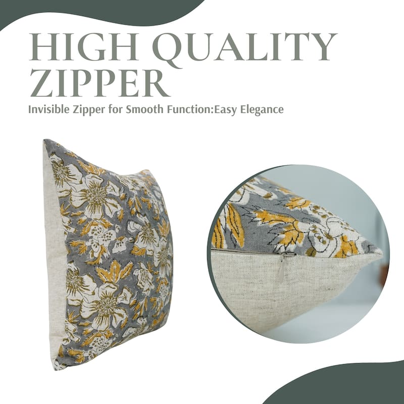 Fabdivine Soft Pillow Cover Shape Floral Block Print for Hotel Couch Spring Guest Room Blue Farmhouse, Mohini