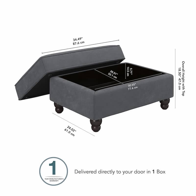 Bush Furniture Coventry Large Upholstered Storage Ottoman