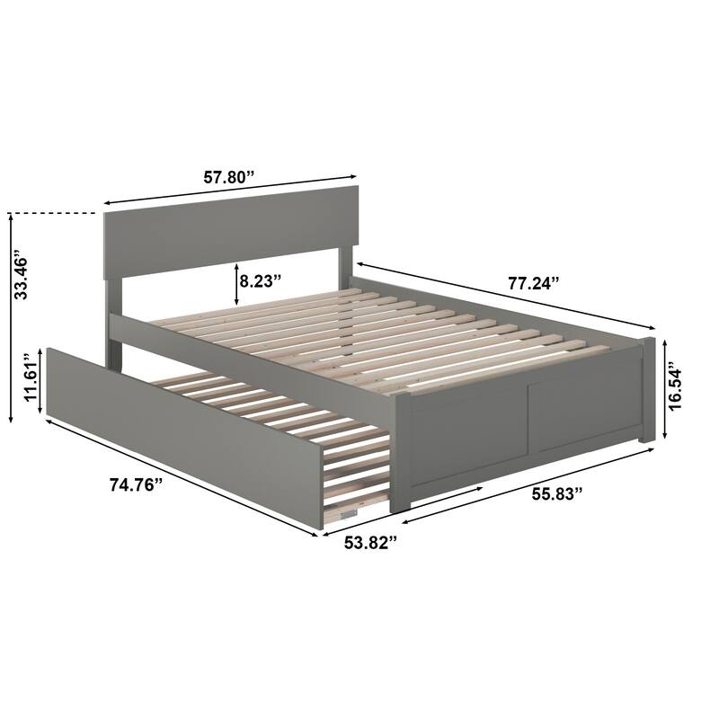 Orlando Full Platform Bed with Footboard and Full Trundle Bed