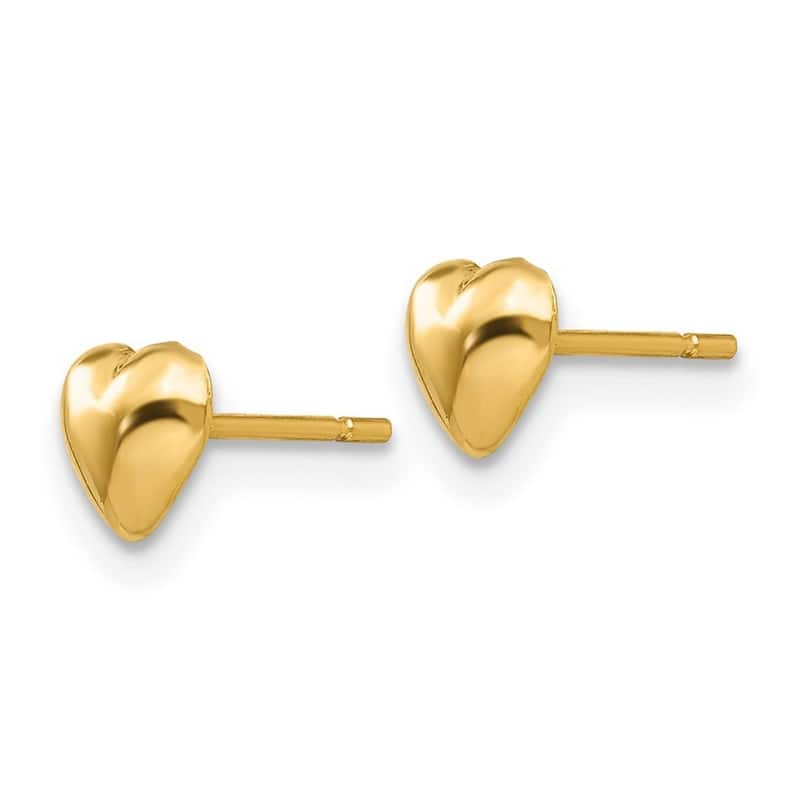 Curata 14k Yellow Gold Polished 5mm Love Heart Post Earrings