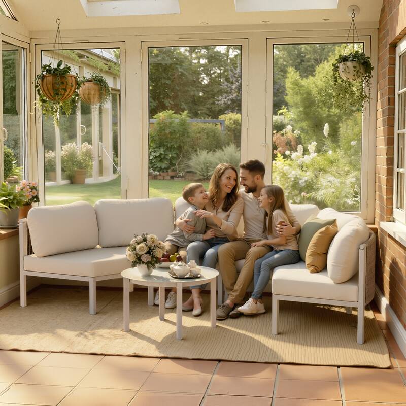 Outdoor Patio Furniture All-Weather Aluminum PE Rattan Wicker Half Round Curved Sofa Sectional Set