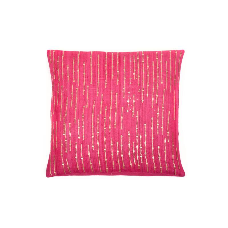 Jiti Indoor Sequined Waterfall Patterned Silk Accent Square Throw Pillows 20 x 20