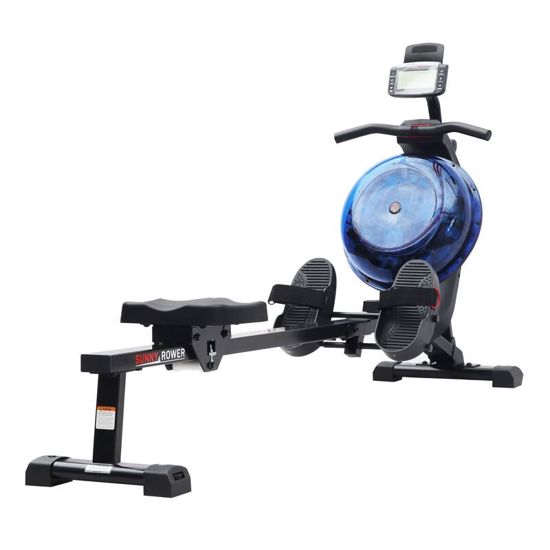 Sunny Health & Fitness Hydro Dual Resistance Smart Magnetic Water Rowing Machine in Blue - SF-RW522017BLU