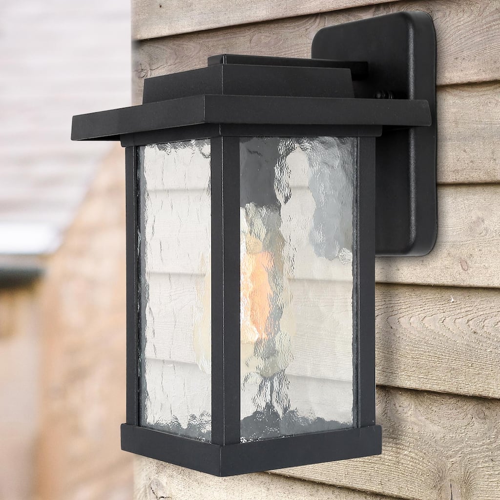 Havenside Home Modern Farmhouse 1-Light Outdoor Lantern Light with Textured Glass - W6.5"x H11"x E7.5"