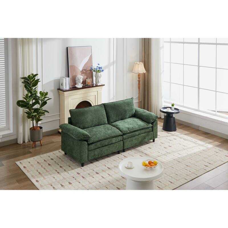 80.31" Linen 2-Seat Sofa with Hidden Storage & Soft Armrests