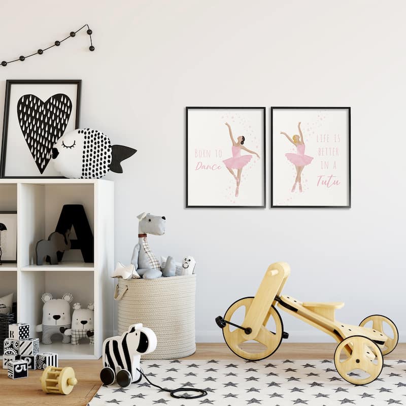 Stupell Inspiring Ballerina Sentiments Framed Giclee Art Design By Chen Alyesh (Set of 2)