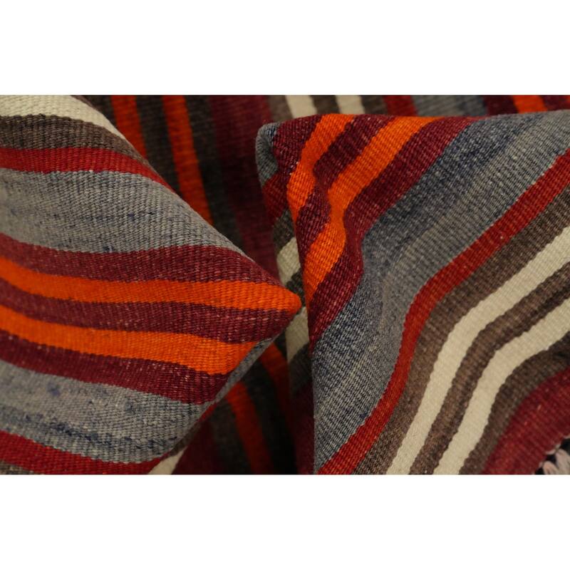 Hand Woven Oriental 100% Wool Carpet Southwestern Geometric Multi-Colored Kilim Area Rug - 11' 0'' X 5' 0''