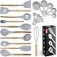 preview thumbnail 9 of 8, Kitchen Utensils Set, 21 Wood and Silicone Cooking Utensils Grey