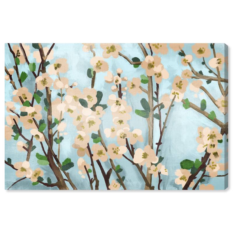 Wynwood Studio Canvas Floral and Botanical Branches with Blossom White Wall Art Canvas Print