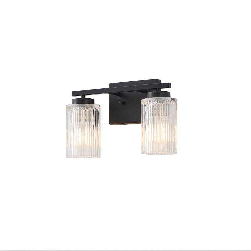 KAWOTI 8.6"H Contemporary Bathroom Vanity Light with Flutted Glass