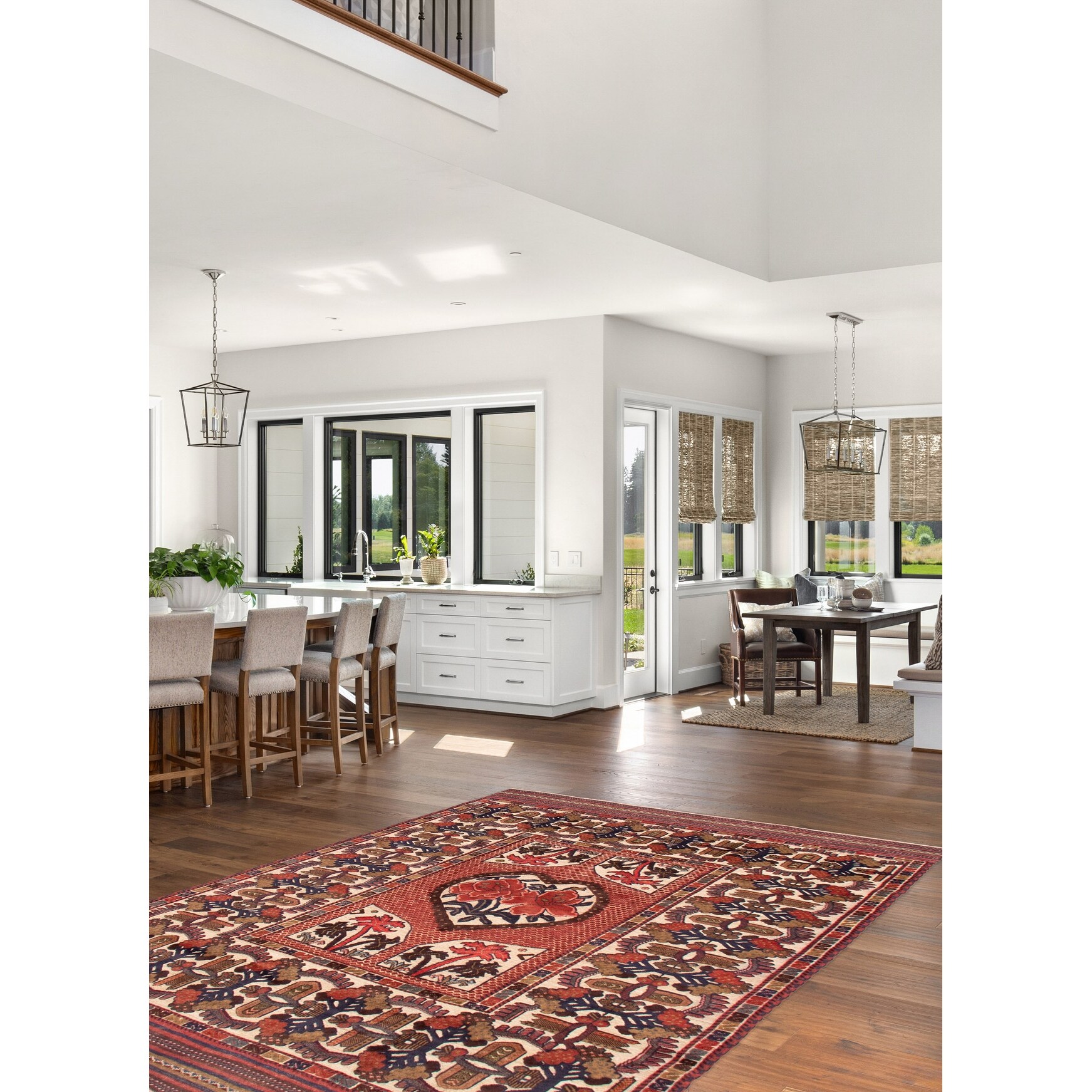 ECARPETGALLERY Hand-knotted Tajik Caucasian Dark Red Wool Rug - 6'3 x 8'4