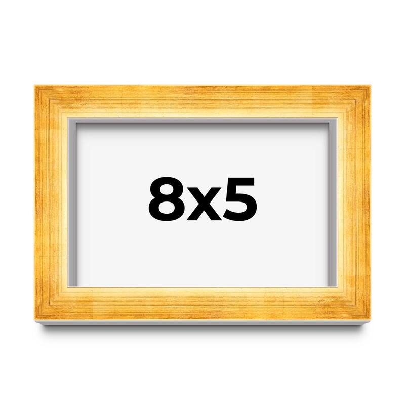 8x5 IN Shadow Box Frame Gold | 1.625 Inches Deep Real Wood Traditional