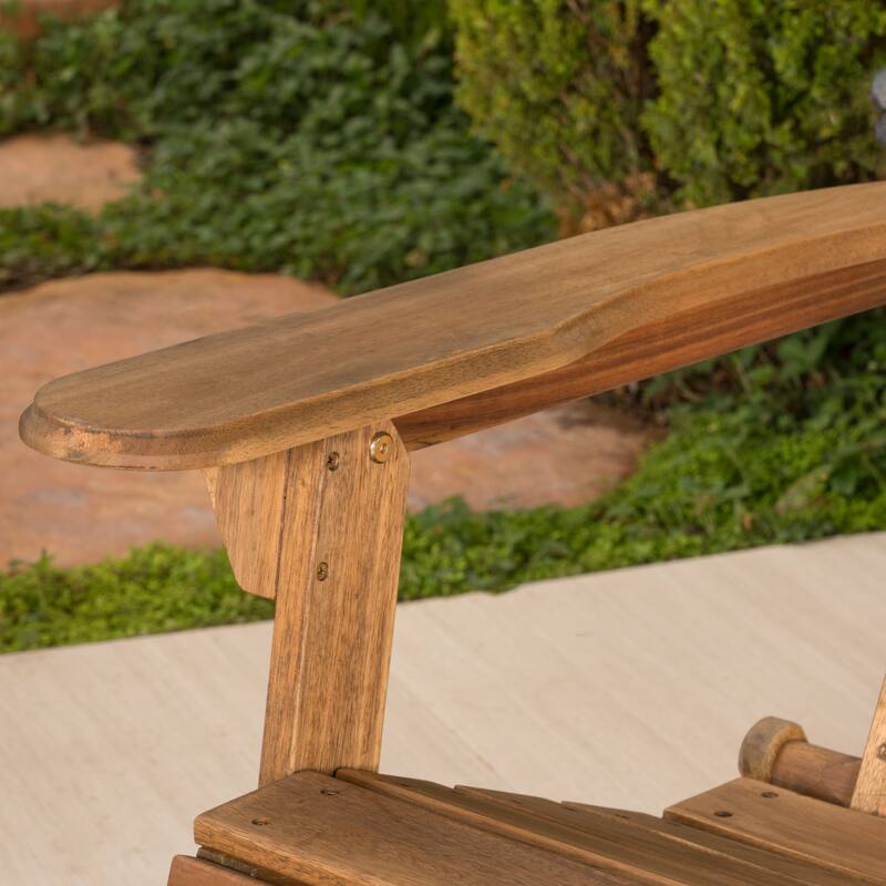 Roomfitters Double Adirondack Chair with Wide Armrests and Curved Backrest, Solid Wood Outdoor Loveseat Bench, Natural