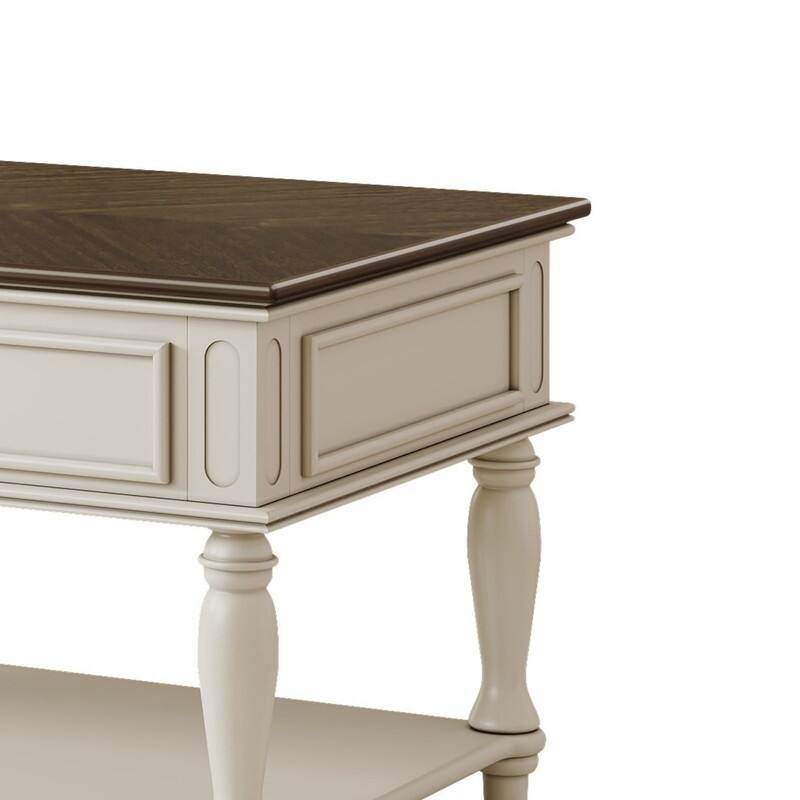 Farmhouse 47.2" Coffee Table with Drawer, Retro Design Easy Assembly and Movable Lockable Wheels for Living Room