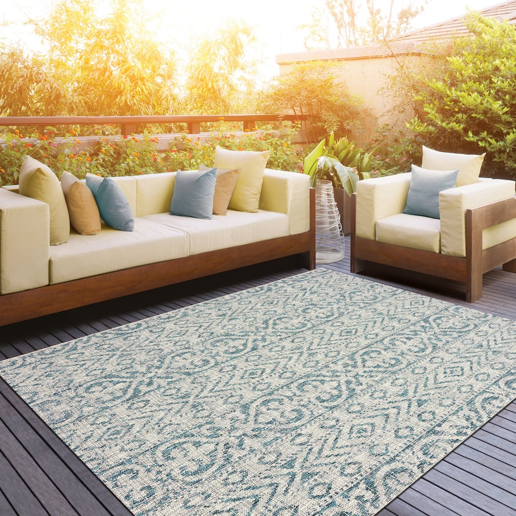 Sevita Sadie Ikat Striped Durable Performance Indoor/Outdoor Area Rug