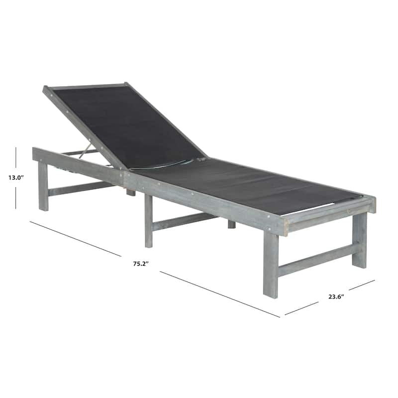 SAFAVIEH Outdoor Anaya Acacia Wood Lounge Chair - 24Wx75Dx13H