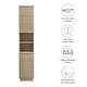 preview thumbnail 3 of 8, Render Tall Narrow Faux Travertine Linen Storage Cabinet