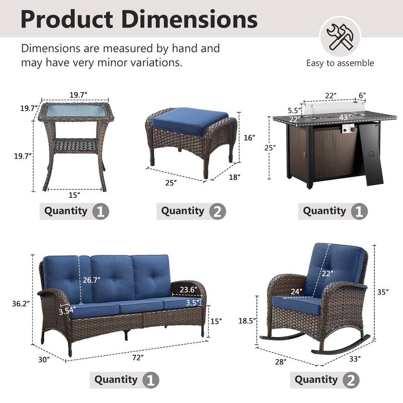 Gymojoy Outdoor Fire Pit Conversation Set, 3-Seat Sofa & Chairs Patio Furniture Set
