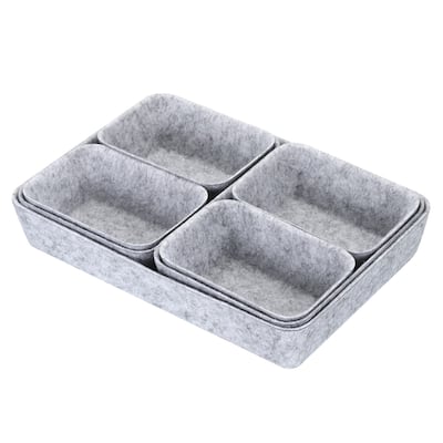 Felt Drawer Organizer, 7 Pack Desk Drawers Organizers Tray, Light Gray - Light Gray
