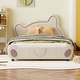 preview thumbnail 5 of 57, Velvet Platform Bed with Bear Shaped Headboard Beige - Full