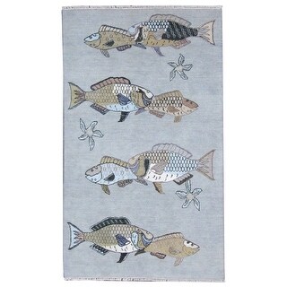 Wahi Rugs Hand Knotted Fish 3'0