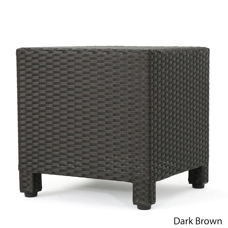 18" Modern Square Accent Table with Long-Lasting Woven Finish for Living Room
