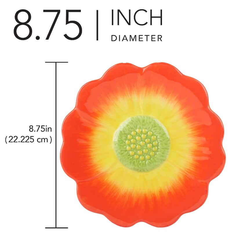 Certified International Poppy 3-D Flower Dessert Plates - 8.75" Diam x 1'