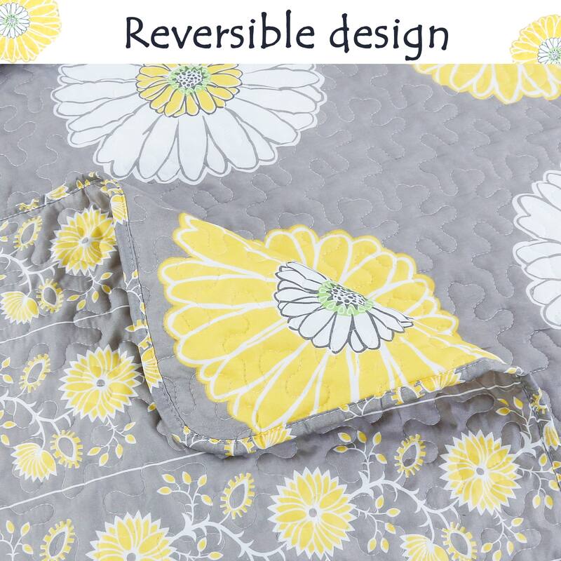 Copper Grove Craigmore Gray Yellow Floral Print Quilt Bedding Set