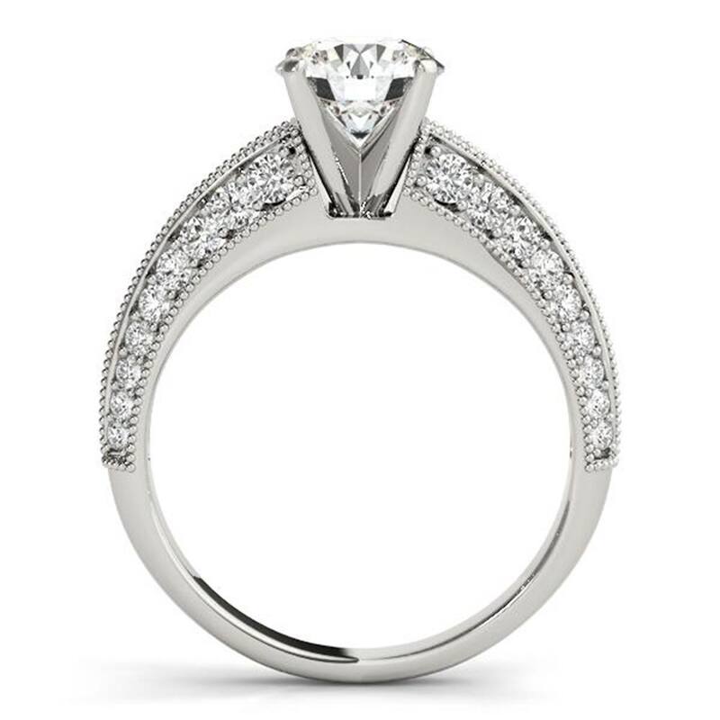 Auriya 14k Gold 1ctw Vintage Moissanite and 1/2ctw Diamond Engagement Ring