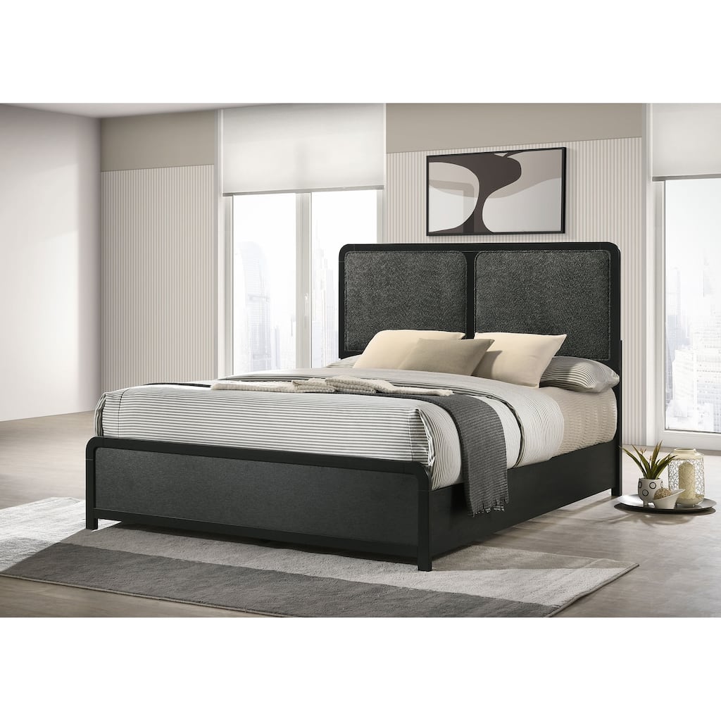 Burton Black Upholstered Queen Bed
