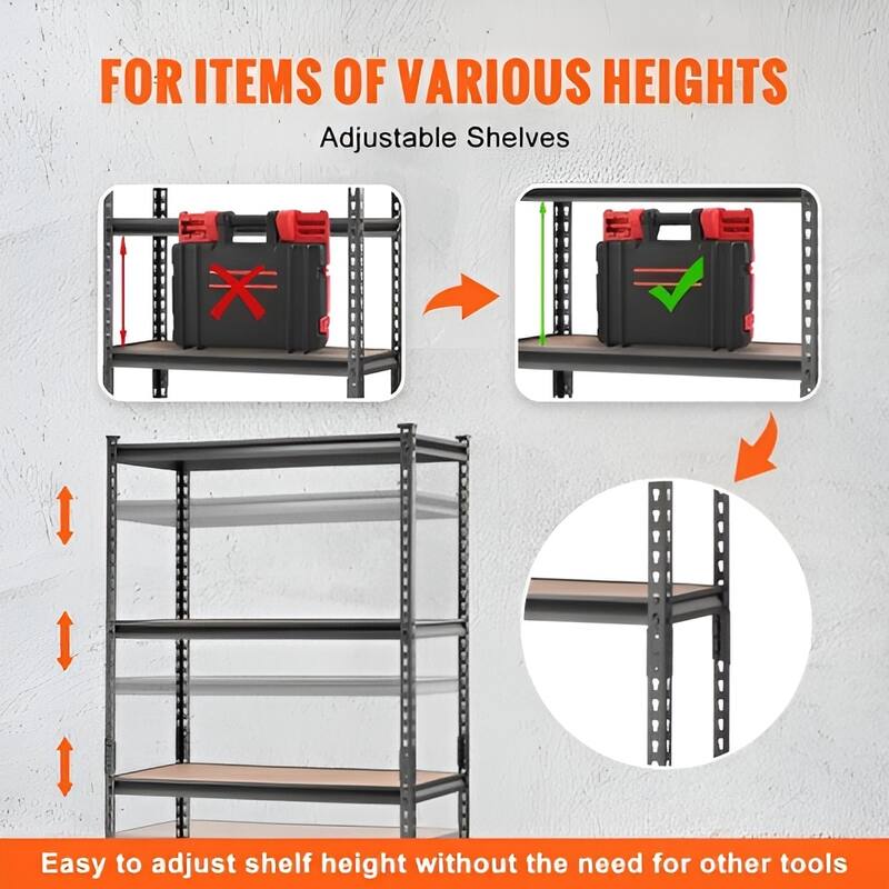 Adjustable Metal Storage Shelves 5 Tier Heavy Duty Utility Rack for Garage and Kitchen