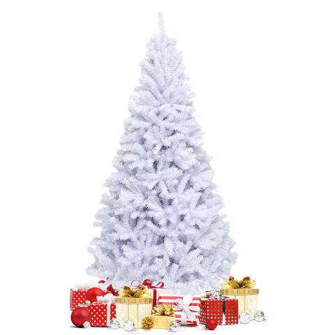 Gymax 6ft/ 7.5ft/ 9ft White Christmas Tree Classic Pine Tree (White) - See Details