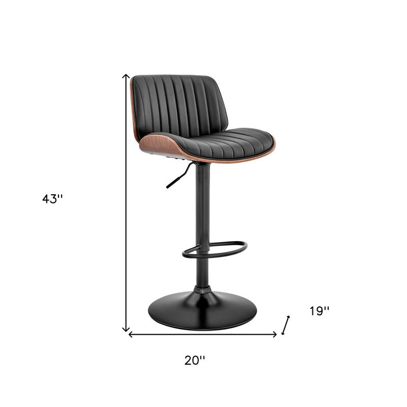 24" Upholstered Adjustable Height Swivel Bar Chair with Footrest and Iron Frame Perfect for Kitchen Island - 43”H x 19”W x 20”D
