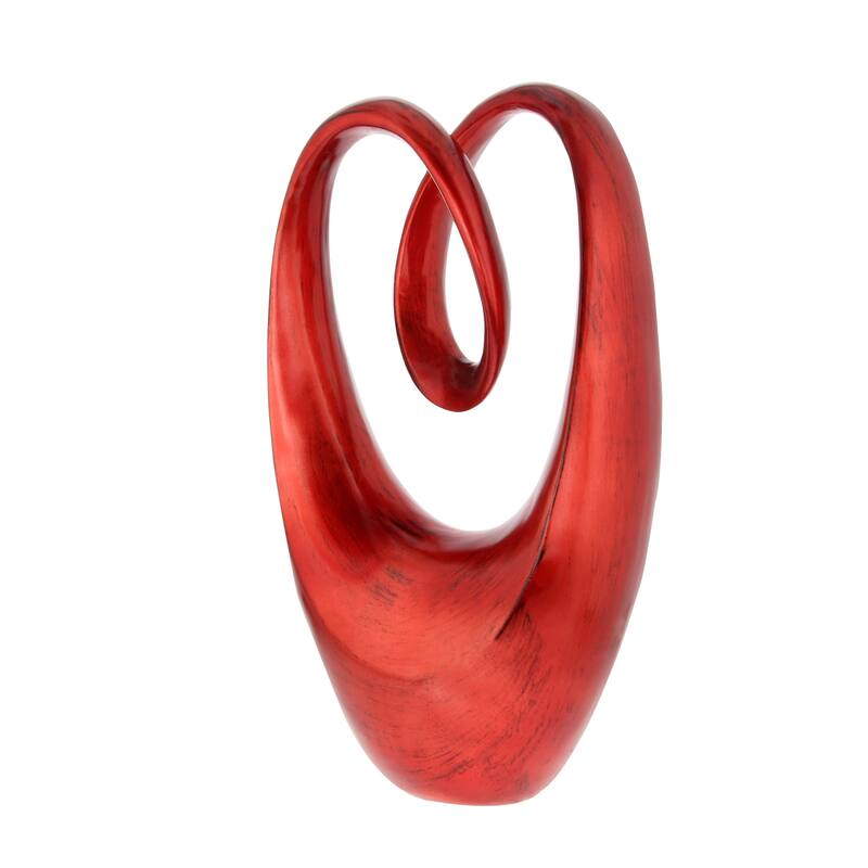 Artistic Polystone Swirl Abstract Sculpture - Orange or Red