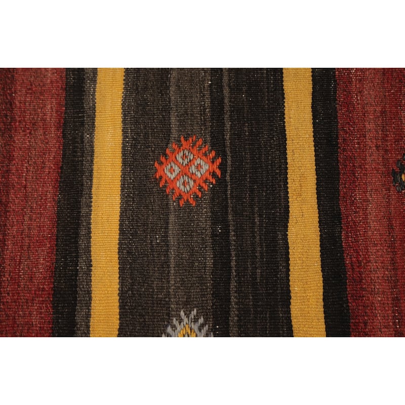 Hand Woven Oriental 100% Wool Carpet Southwestern Tribal Multi-Colored Kilim Area Rug - 9' 6'' X 6' 2''